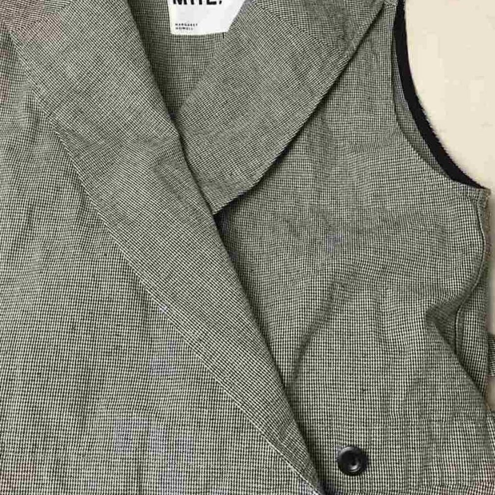 MHL by Margaret Howell Houndstooth chef check wrap dress cotton linen size 1 - Picture 7 of 9